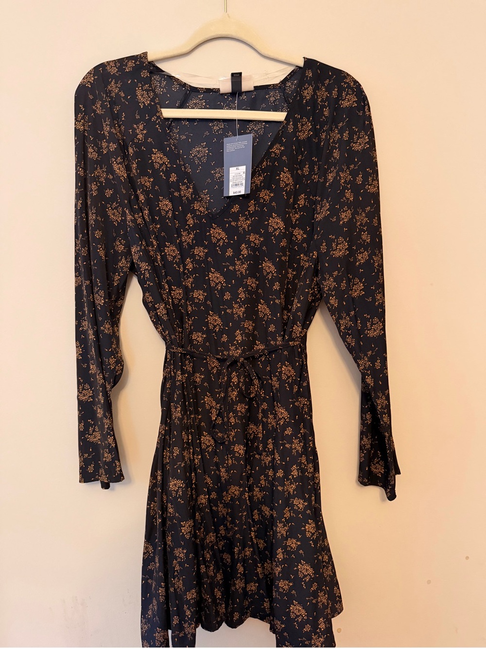 Universal Thread Black Dress with Brown Floral Print